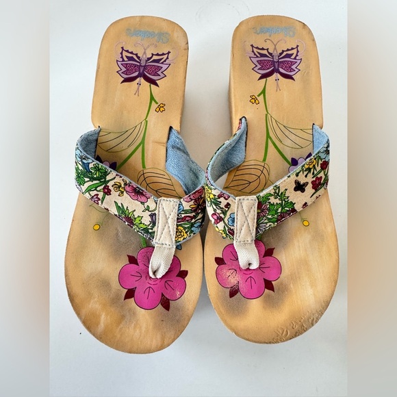 Y2K Skechers Cali Wedge Platform Chunky Thong Flip Flop Sandals Shoes Size 9 - Picture 2 of 7
